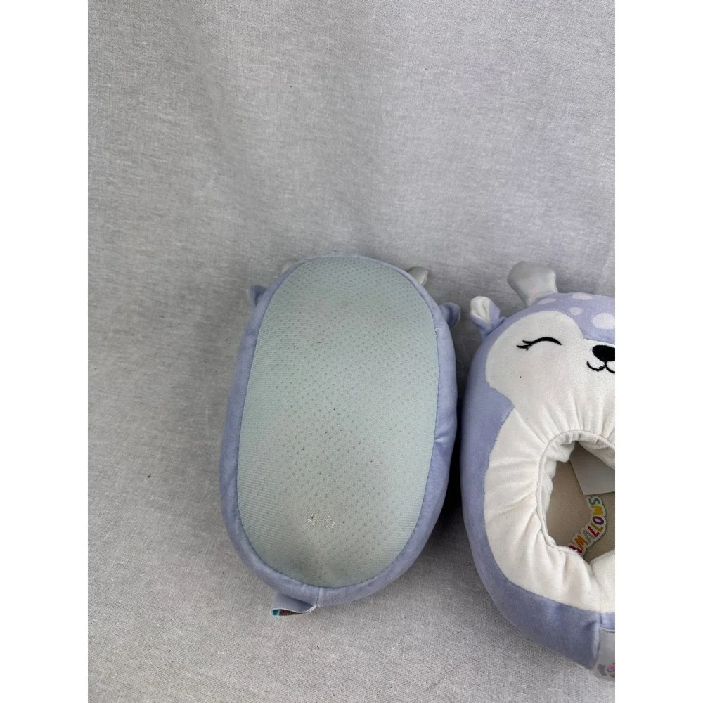 Squishmallows Blue Deer Plush Slippers Kids Size 4/5 Holiday‎ Snowflake New